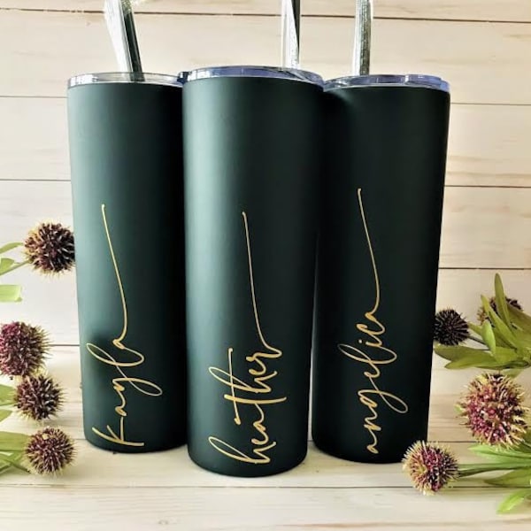 Bridesmaid Gift |Custom Personalized Name Tumbler | Girl's Trip Tumbler | Stainless Steel Cup Straw  | Wedding | Proposal | Business Logo