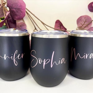 Personalized Tumbler, Bridesmaid Proposal Gift, Wine Tumbler, Coffee Cup, 12oz Stainless Steel Tumbler w/straw, Bachelorette, Liquor Cup