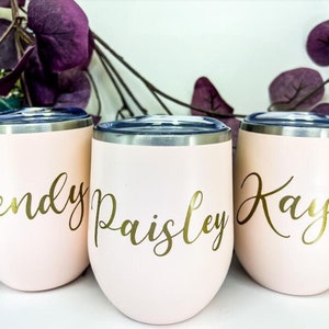 Personalized Tumbler, Bridesmaid Proposal Gift, Wine Tumbler, Coffee Cup, 12oz Stainless Steel Tumbler w/straw, Bachelorette, Liquor Cup