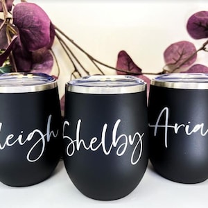 Personalized Tumbler, Bridesmaid Proposal Gift, Wine Tumbler, Coffee Cup, 12oz Stainless Steel Tumbler w/straw, Bachelorette, Liquor Cup