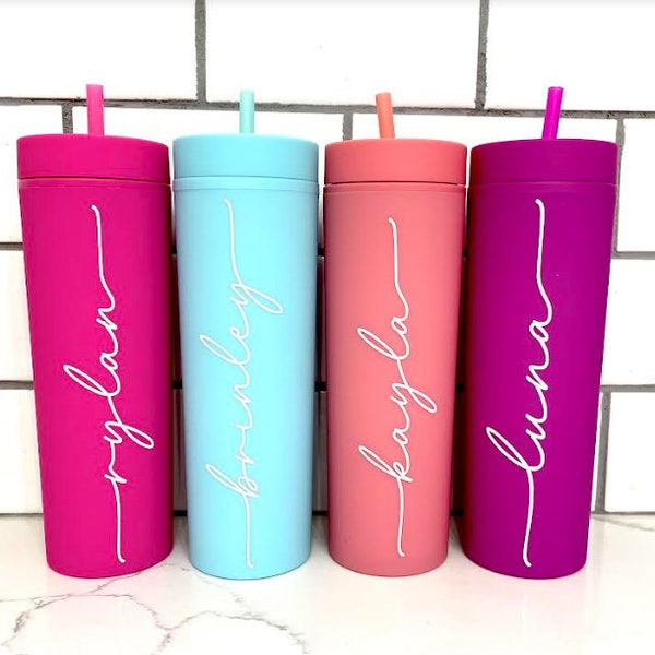 Custom Personalized Name Tumbler | Girl's Trip Tumbler | 16oz Acrylic Cup Straw | Bridesmaid Gift | Wedding | Mothers Day | Birthday Cup