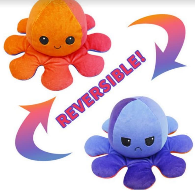Reversible Octopus Mood Flip Plush Octopus Emotion Plushie | Etsy