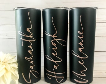 Personalized Tumbler, Bridesmaid Gift, 20oz Stainless Steel Tumbler with straw, Bachelorette Party, Bridesmaid Proposal, Wedding Cups