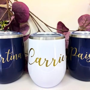 Personalized Tumbler, Bridesmaid Proposal Gift, Wine Tumbler, Coffee Cup, 12oz Stainless Steel Tumbler w/straw, Bachelorette, Liquor Cup