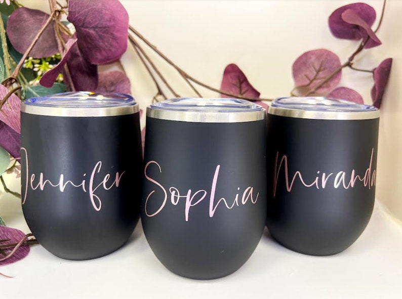 Personalized Tumbler, Bridesmaid Proposal Gift, Wine Tumbler, Coffee Cup, 12oz Stainless Steel Tumbler w/straw, Bachelorette, Liquor Cup image 9
