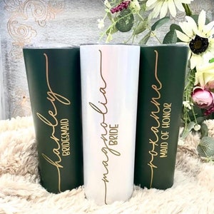 Bridesmaid Gift | Custom Personalized Name Tumbler | Girl&#39;s Trip Tumbler | Stainless Steel Cup Straw | Wedding | Proposal | Business Logo
