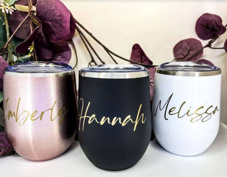 Personalized Tumbler, Bridesmaid Proposal Gift, Wine Tumbler, Coffee Cup, 12oz Stainless Steel Tumbler w/straw, Bachelorette, Liquor Cup