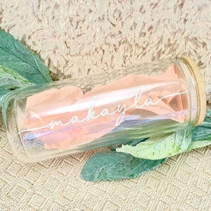 Personalized Iced Coffee Cup, Customized Glass Jar, Bridesmaid Gift, Frosted Glass Tumbler, 16oz Cup w straw, Bachelorette Gift Glass Cup