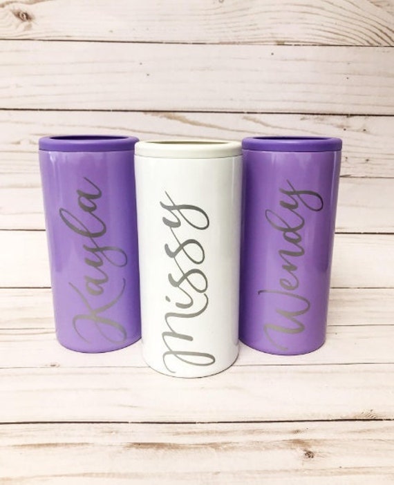 Personalized Tumbler Bridesmaid Proposal - Beer Can Cooler - Bridesmaid  Gift - Steel Insulated Cooler - Slim Can Holder - Skinny Seltzer