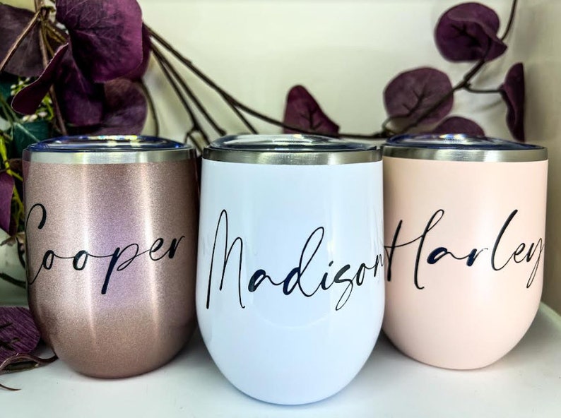 Personalized Tumbler, Bridesmaid Proposal Gift, Wine Tumbler, Coffee Cup, 12oz Stainless Steel Tumbler w/straw, Bachelorette, Liquor Cup image 7