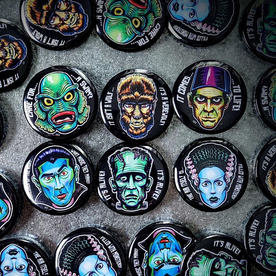 Monster Button Designs Retro Classic Monsters 1.25 Buttons - Etsy