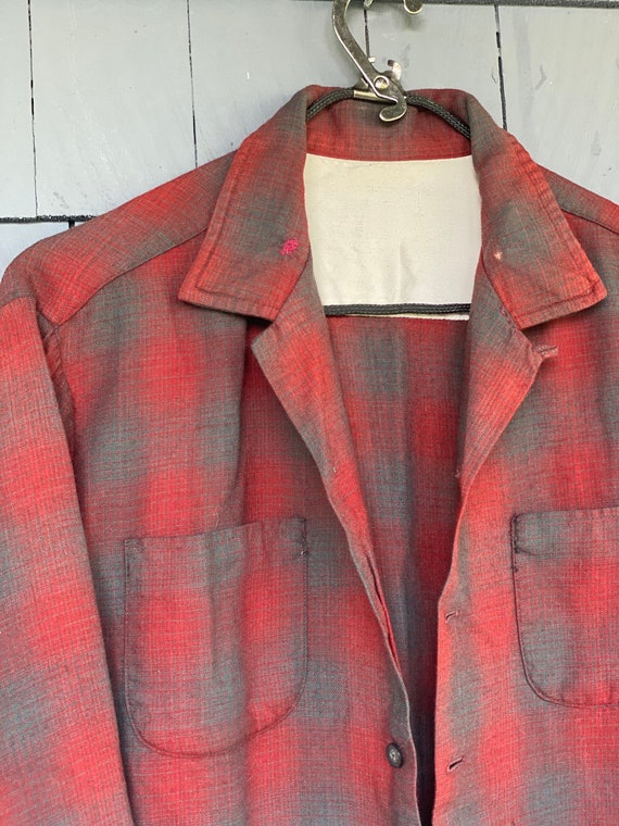 Vintage 50s Arrow Chevella Shadow Plaid Loop Colla