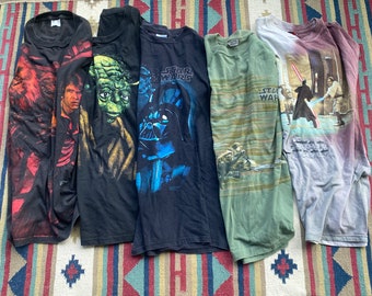 Grail Lot of 5 Vintage Original Trilogy Star Wars Lucasfilms Tee Shirts Han Solo Chewbacca Yoda Vader Changes Tultex XL USA