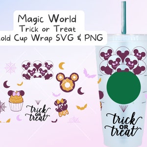 Magic World Cold Cup Wrap, Halloween Cold Cup SVG, Halloween Mouse SVG, Halloween Cold Cup Wrap