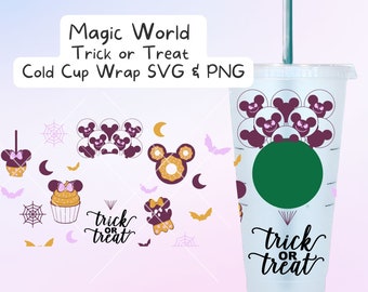 Magic World Cold Cup Wrap, Halloween Cold Cup SVG, Halloween Mouse SVG, Halloween Cold Cup Wrap