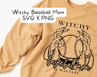 Baseball Mom Svg | Witchy Mama SVG PNG | Halloween Cut File for Cricut Silhouette | Halloween SVG