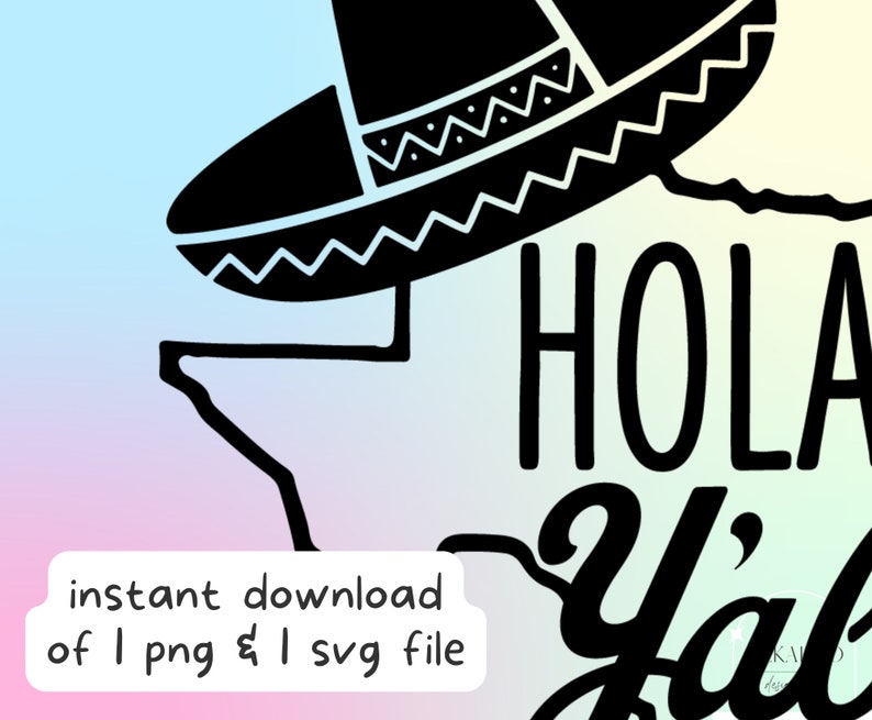 Puede incluir: Dise&ntilde;o gr&aacute;fico en blanco y negro con un sombrero y el texto "Hola Y'all".