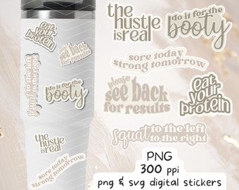 Gym Stickers PNG, Workout Stickers SVG for Cricut, Print and Cut stickers cricut silhouette, Fitness SVG, Neutral Palette svg