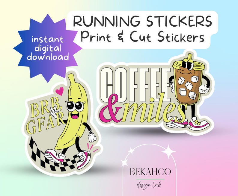 Running One Sticker Printable Running Stickers PNG Stickers - Print and Cut Running ...