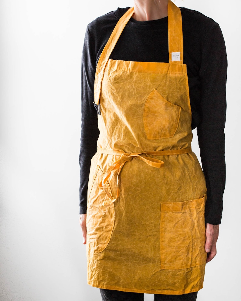 Waxed Canvas Unisex Apron 3pocket Adjustable Apron Barista Etsy