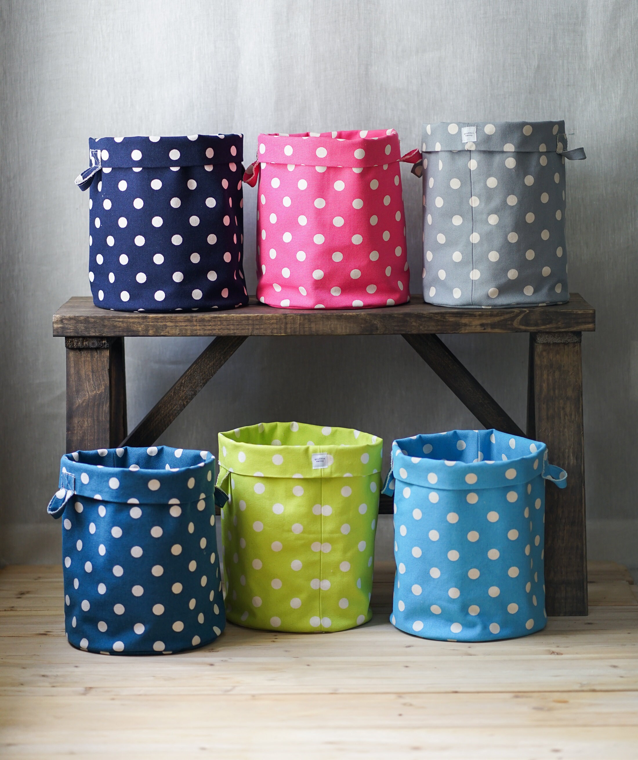 Lime Green Storage Bins, 12oz Double Sided Cotton Canvas Bin, Multi