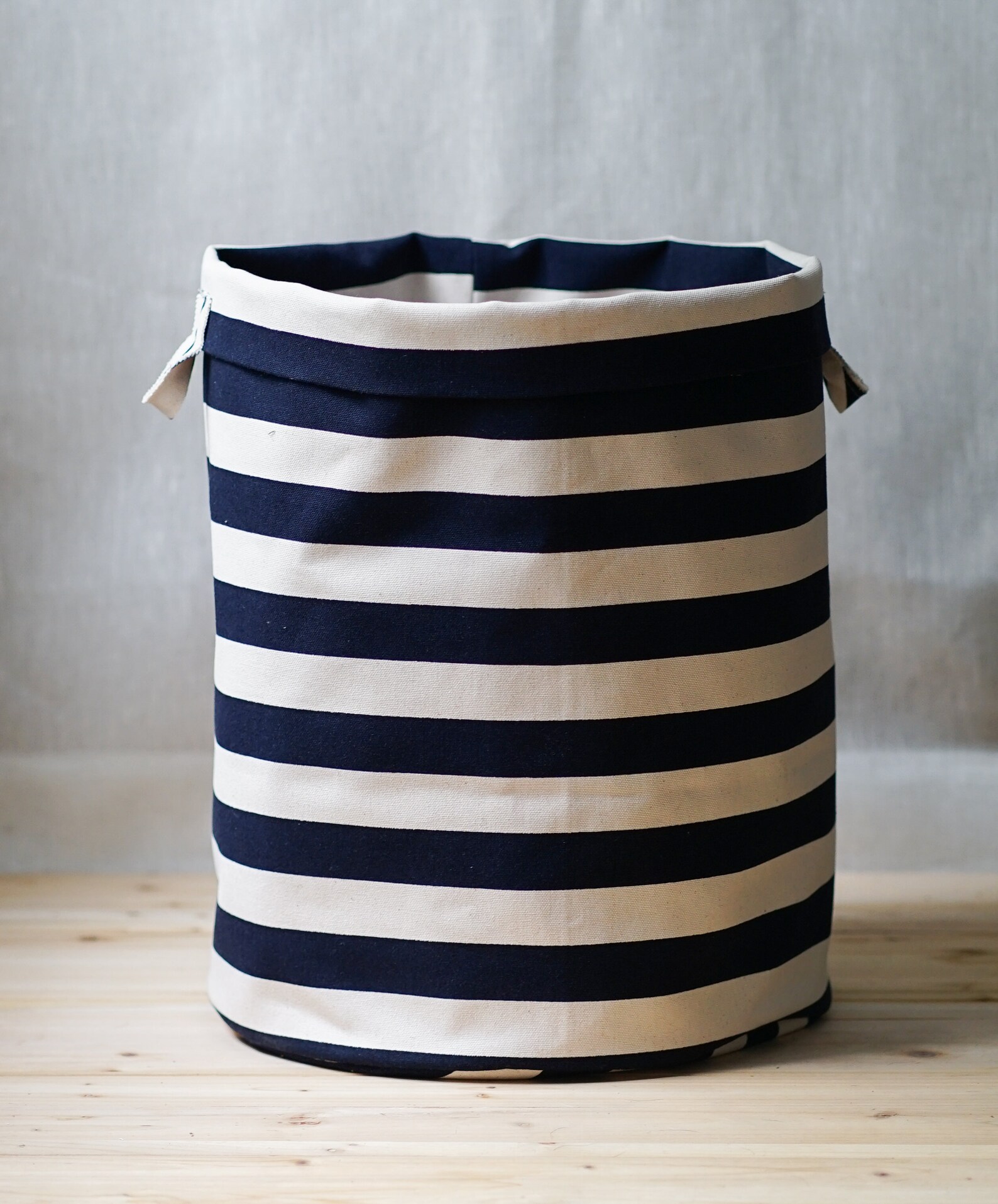 Navy Bold Stripe Storage Bins, 12oz Double Sided Cotton Canvas Bin