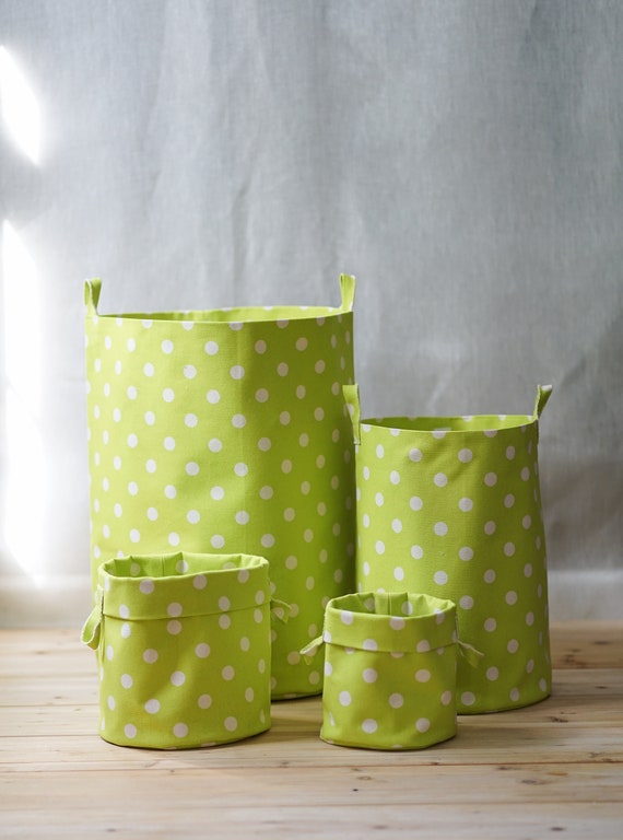 Lime Green Storage Bins 12oz Double Sided Cotton Canvas Bin Etsy