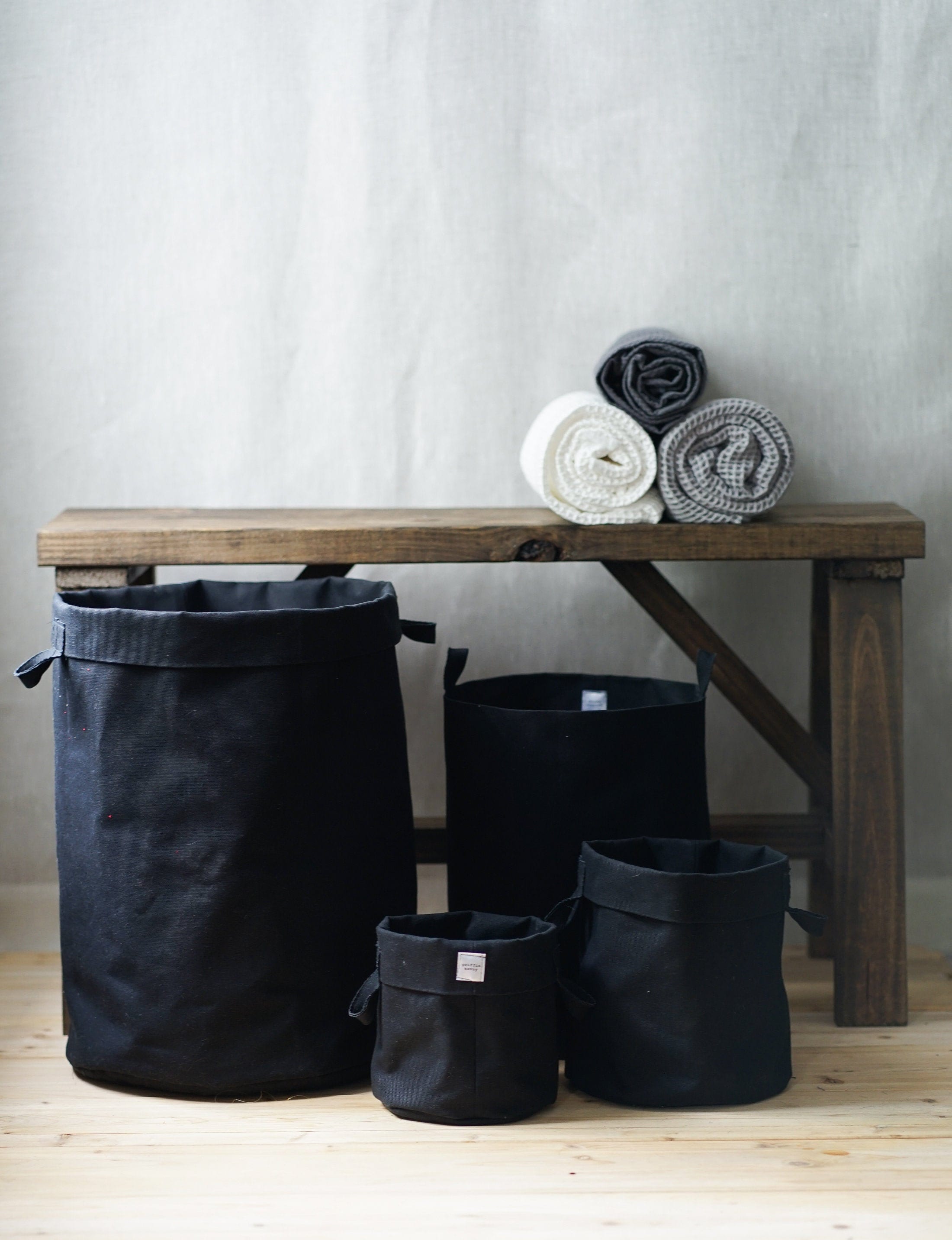 Black canvas storage bins 12oz double sided cotton canvas bin Etsy
