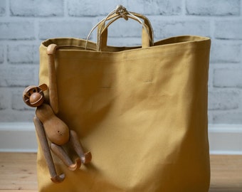 Tan canvas grocery bag, tan tote, canvas bag, grocery bag, market tote, beige canvas bag, gift bag, drop handle bag, canvas tote, storage