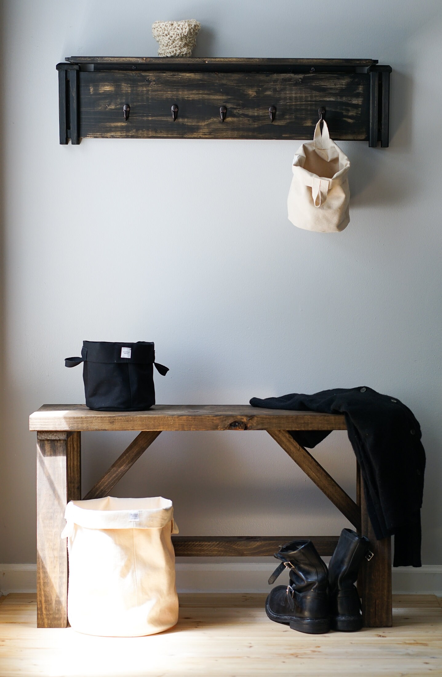 Black canvas storage bins 12oz double sided cotton canvas bin Etsy