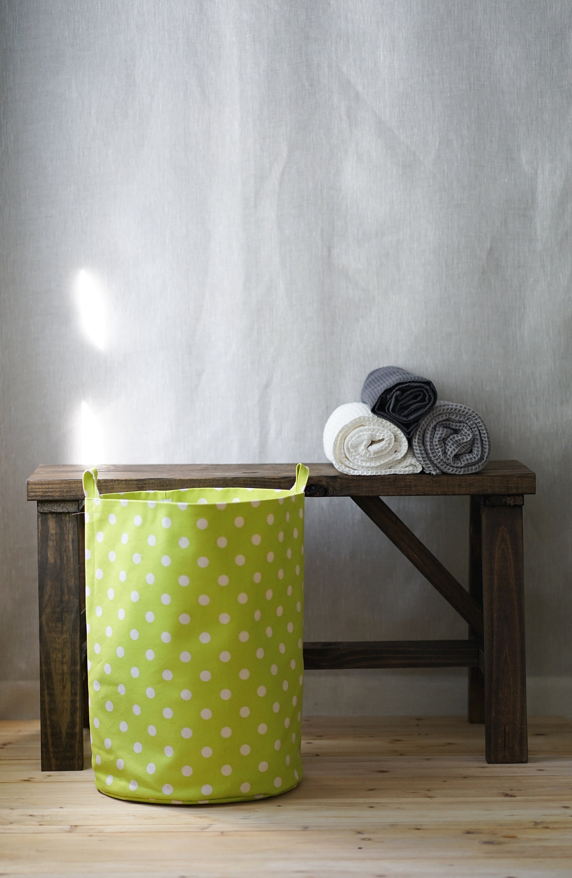 Lime Green Storage Bins, 12oz Double Sided Cotton Canvas Bin, Multi