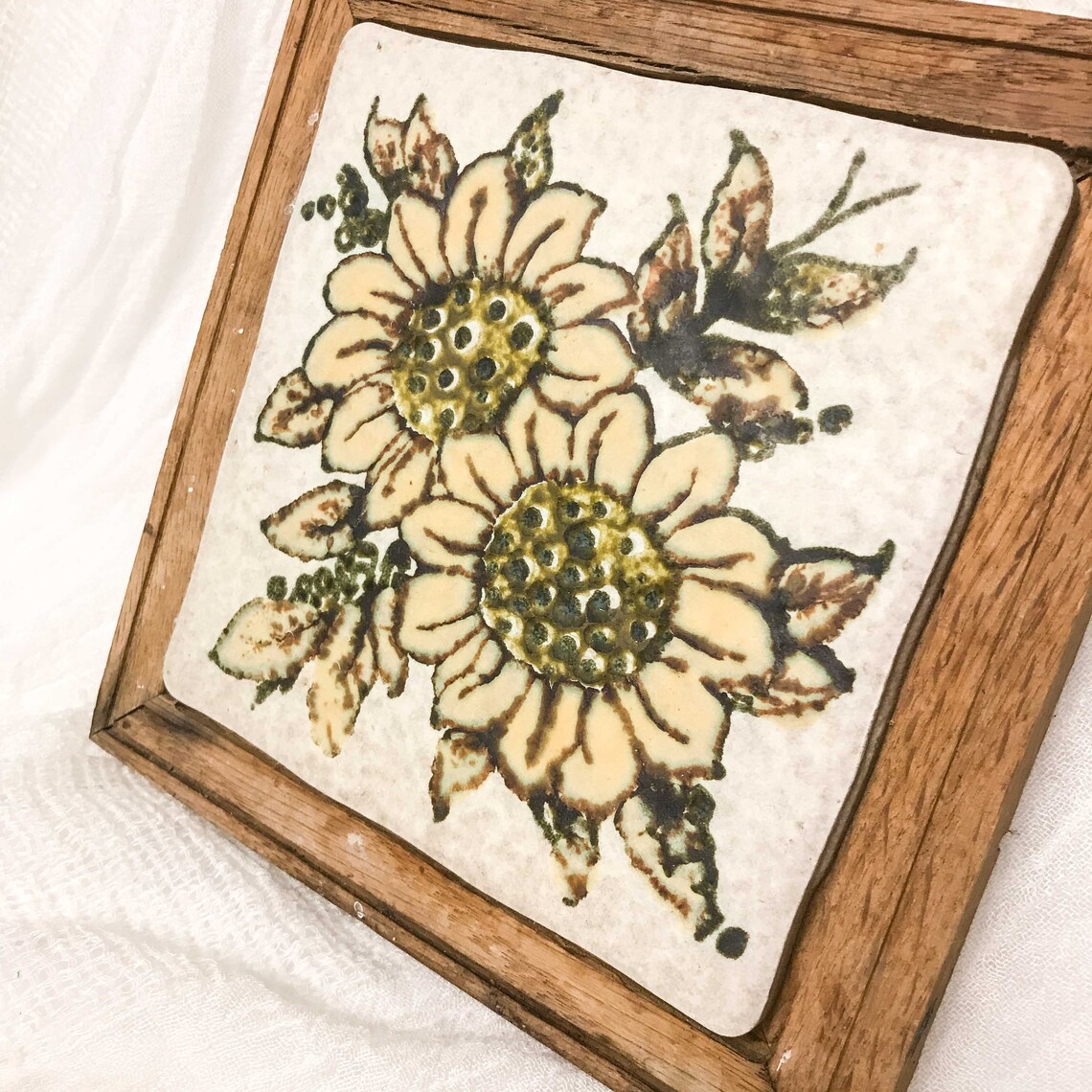 Sunflower trivet flower trivet flowers ceramic wood Etsy