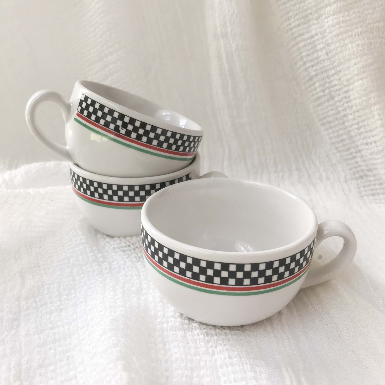 Vintage espresso cups checkered checkers coffee cups mugs Etsy