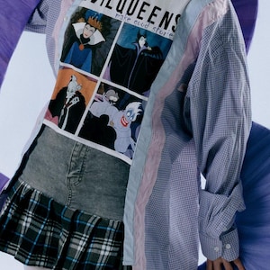 Upcycled Patchwork Flannel Shirt with T-Shirt | Handmade Vintage Clothing | Grunge Streetwear Fashion