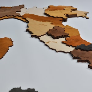 Holz 3D Karte Italien Handgemachte Holz Karte Holz Kunst Holz Reise Karte Geburtstag Geschenk Jahrestag Geschenk Wanddekoration