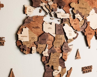 Mapa del mundo de madera para decoración de viajes, arte de pared 3D, regalo para viajeros, regalo de aniversario de pareja, decoración para el hogar y la oficina.