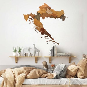 Kroatien Holz Karte Rustikale Wand Kunst Adria Küste Wand Design