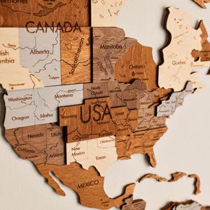 3D Wood World Map Wall Art, Modern Home Decor, World Map Wall Decor, Gift for Boyfriend, Office Decor image 12