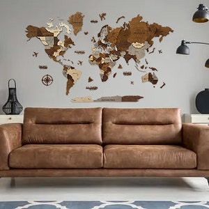 Houten wereldkaart Houten muurkaart 3 D Houten muurkaart Reiswereldkaart, Weltkarte aus Holz, Verjaardagscadeau, Weihnachtsgeschenk, Carte du Monde