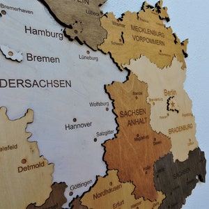 Mappa 3D del legno Germania / Deutschland Mappa del legno fatta a mano Mappa del legno Mappa del legno Mappa del viaggio Regalo di compleanno Regalo anniversario Decorazione da parete