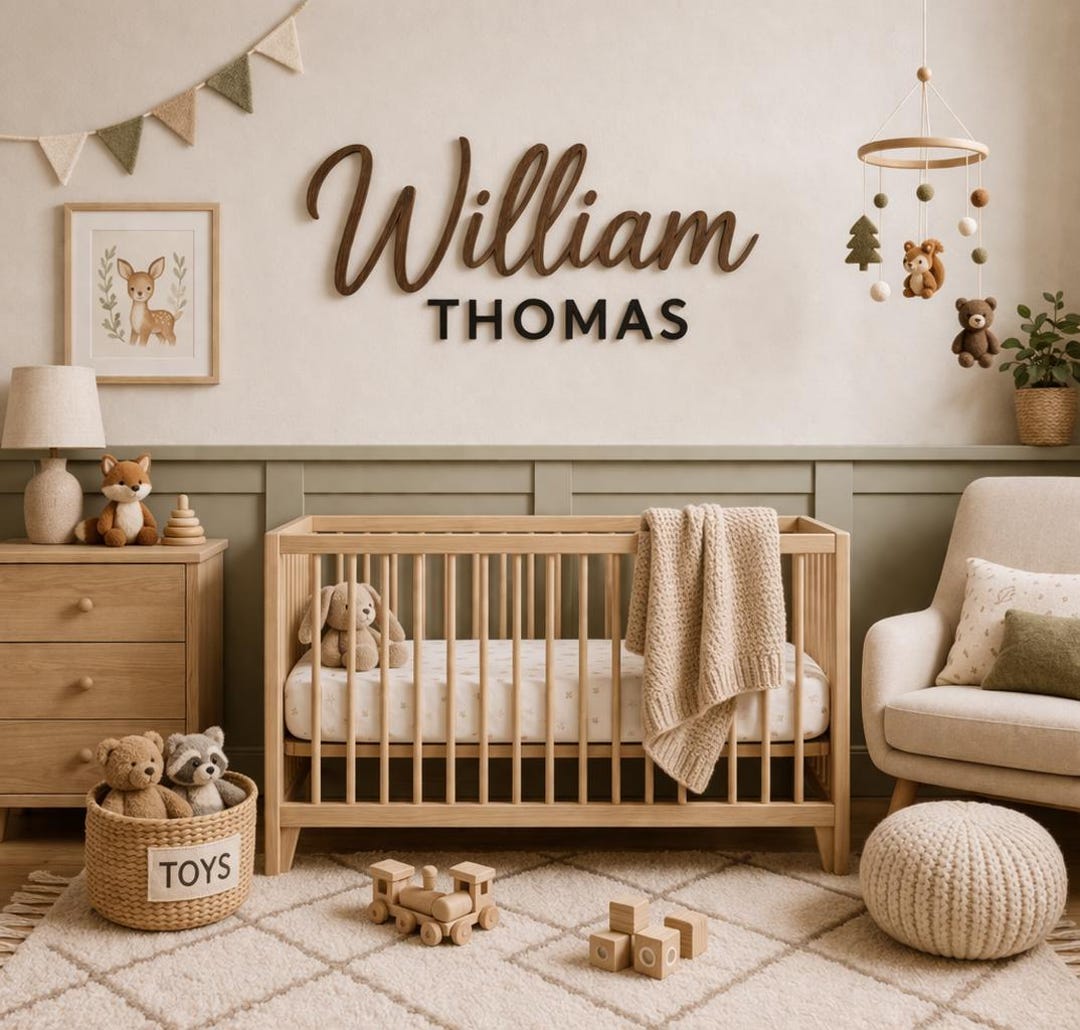 Custom Wood Nursery Name Sign: Personalized Wood Name, Custom Nursery ...
