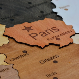 Hout 3D Kaart Frankrijk Handgemaakte Houten Kaart Hout Kunst Hout Reiskaart Verjaardagscadeau Verjaardagscadeau Wanddecoratie Carte Du Bois