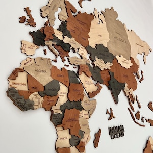 3D Weltkarte aus Holz, Geschenk zum Jahrestag, Geschenk für Paare, Weltkarte, Weltkarte, Reisegeschenk, Büro Weltkarte