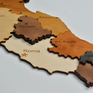 Bois Carte 3D Italie Carte en bois Fait à la main Bois Art Bois Carte de voyage Cadeau d’anniversaire Cadeau d’anniversaire Mur Décor Cadeau de Noël