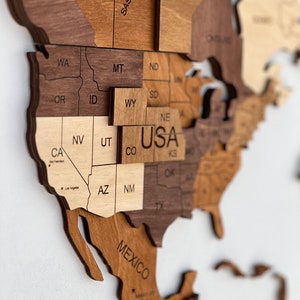 Carte murale en bois Carte du monde de voyage Cadeau d'anniversaire, Cadeau d'anniversaire Art mural Art en bois Carte murale Cadeau de Noël Weltkarte aus Holz Mappa del mondo