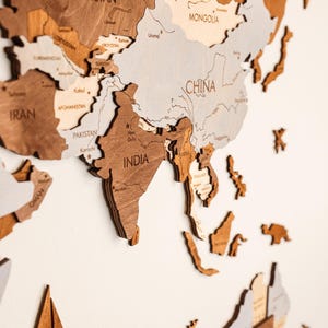 3D Wood World Map Wall Art, Modern Home Decor, World Map Wall Decor, Gift for Boyfriend, Office Decor image 10