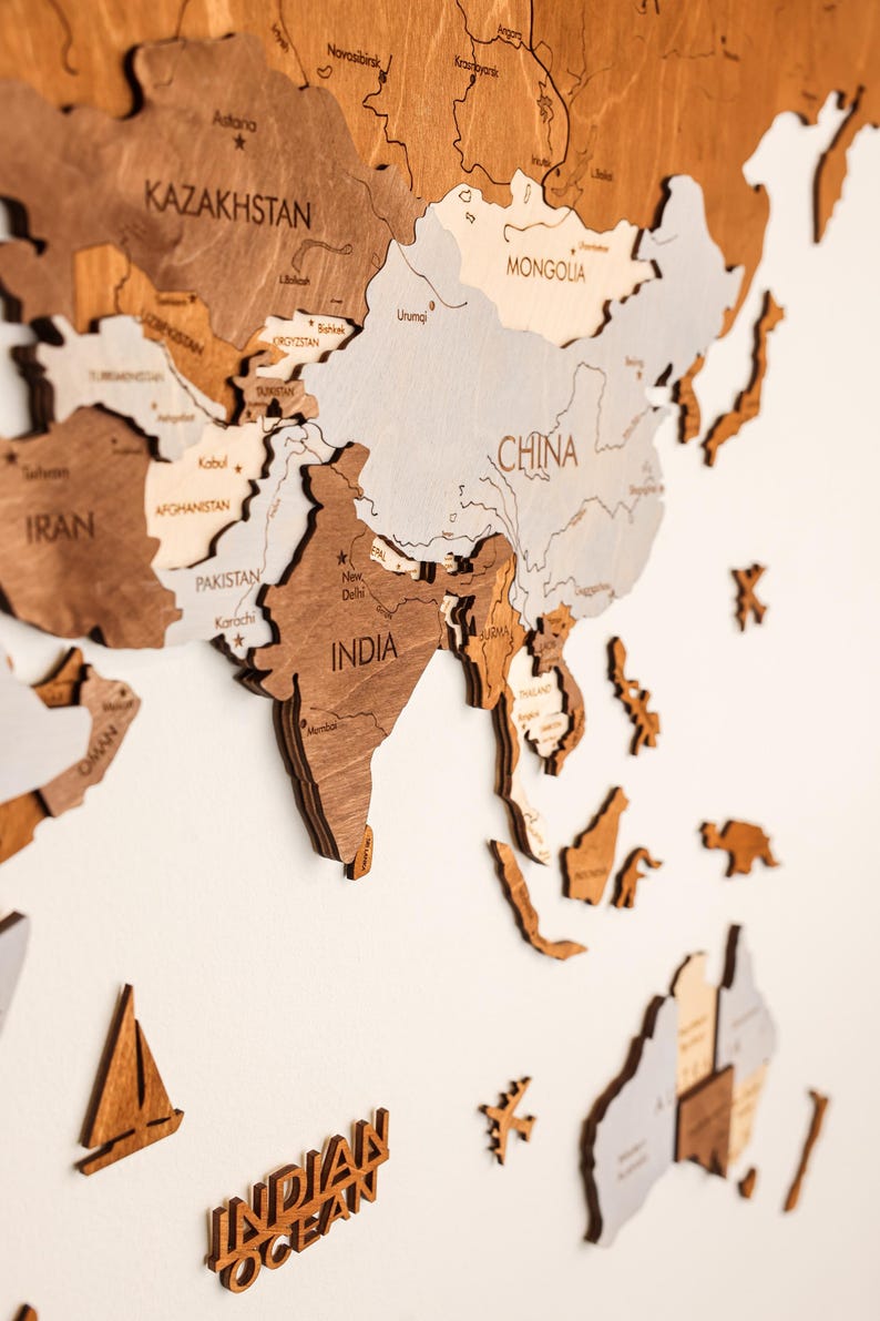 3D Wood World Map Wall Art, Modern Home Decor, World Map Wall Decor, Gift for Boyfriend, Office Decor image 10