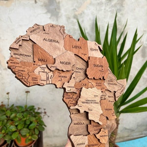 Cadeau Walnoot Houten Kaart, Houten Muurkaart, 3 D Houten muurkaart, Muurkunst, OfficeDecor, Weltkarte aus Holz, Verjaardagscadeau, Carte du Monde
