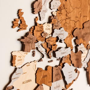 3D Wood World Map Wall Art, Modern Home Decor, World Map Wall Decor, Gift for Boyfriend, Office Decor image 7