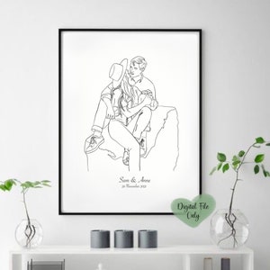 Custom Couple Line Drawing, Mother and Child Line Art, Family Portrait, Personalised Gift Family, Friends, Sketches From Photo